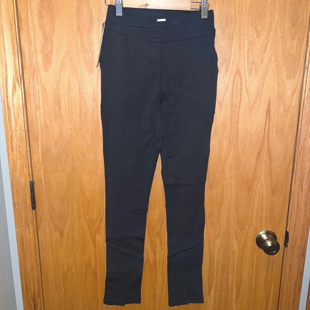 prAna Leggings Women XS Black Textured Ribbed High Rise Split Hem Pants NWT - Picture 2 of 8